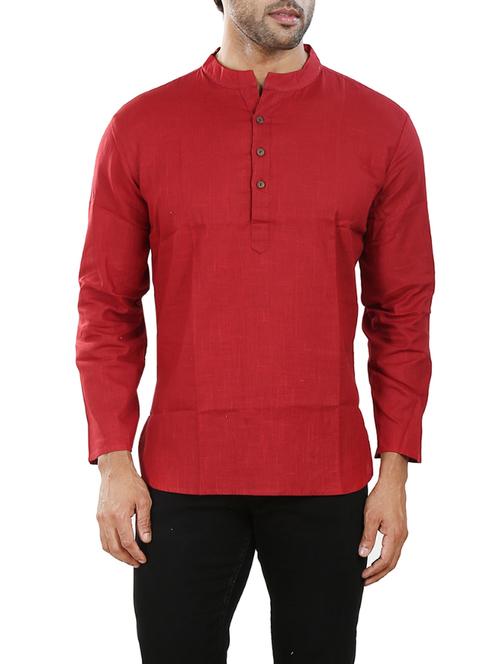 red solid short kurta - 13451138 - Standard Image - 1