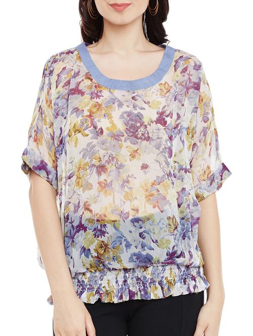 white printed blouson top - 13458760 - Standard Image - 1