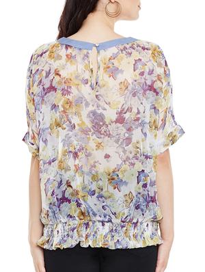 white printed blouson top - 13458760 - Standard Image - 3