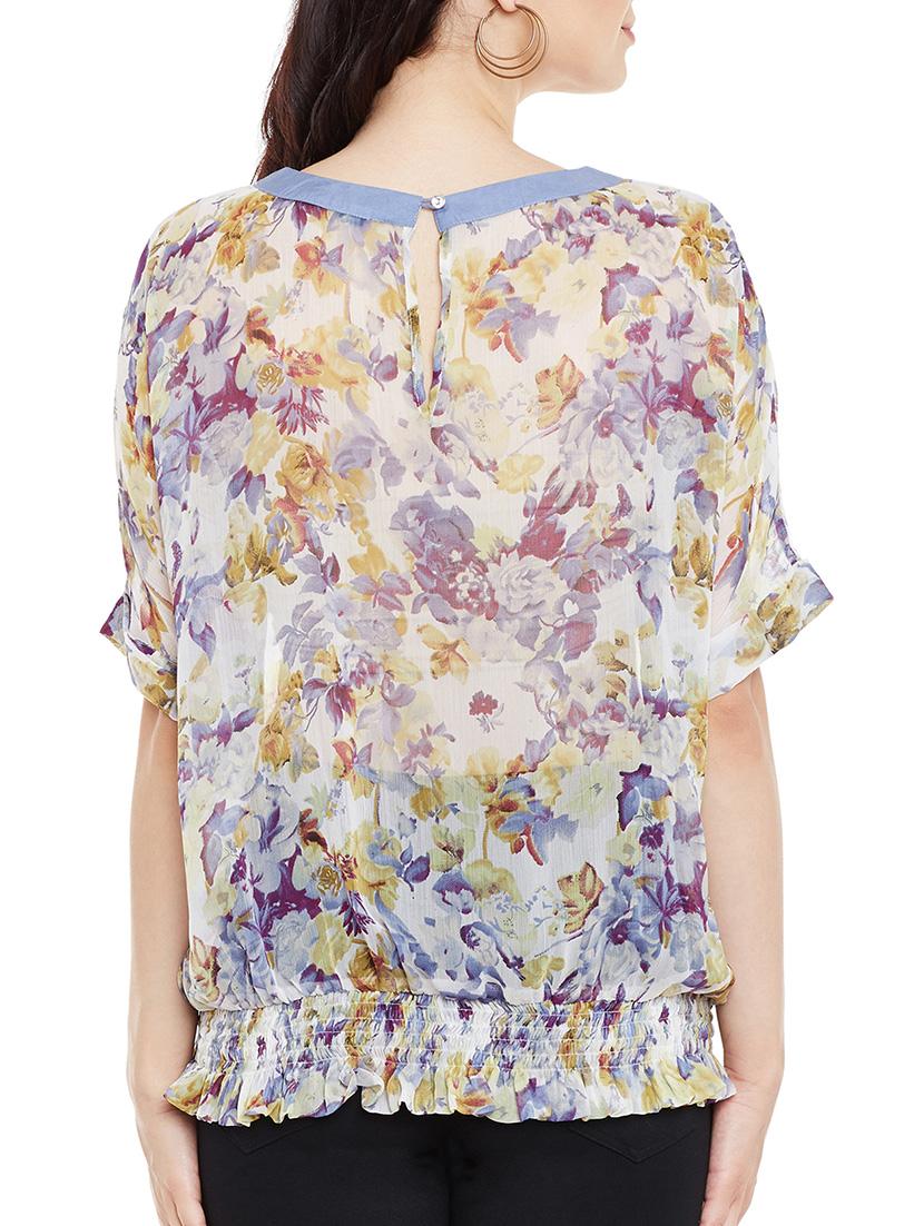 white printed blouson top - 13458760 - Zoom Image - 3
