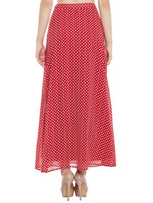 red side pleated maxi skirt - 13458827 - Standard Image - 3