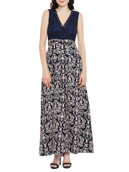 navy blue viscose maxi dress - 13458834 - Standard Image - 1
