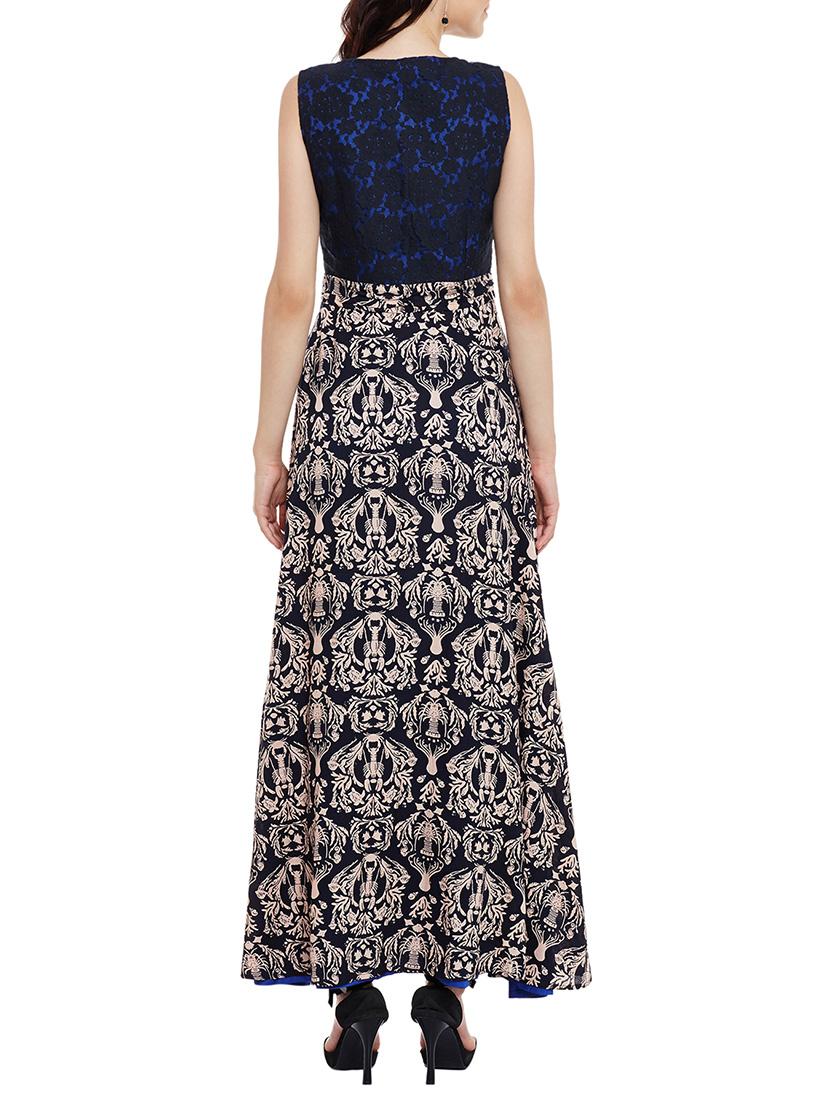 navy blue viscose maxi dress - 13458834 - Zoom Image - 3