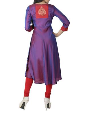 magenta silk flared kurta - 13463711 - Standard Image - 3