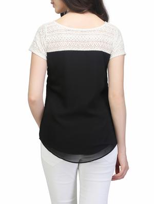 lace panel solid top - 13464046 - Standard Image - 3