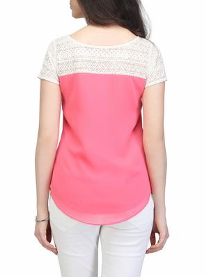 curved hem lace panel top - 13464048 - Standard Image - 3