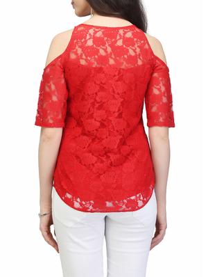 cold shoulder laced top - 13464051 - Standard Image - 3