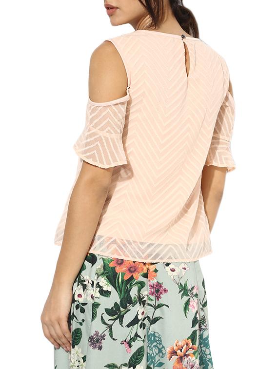 cold shoulder embroidered layered top - 13466628 - Zoom Image - 3