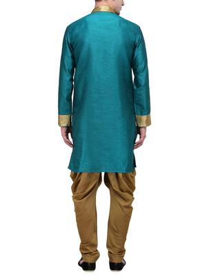 teal blue silk blend ethnic wear set - 13468566 - Standard Image - 3