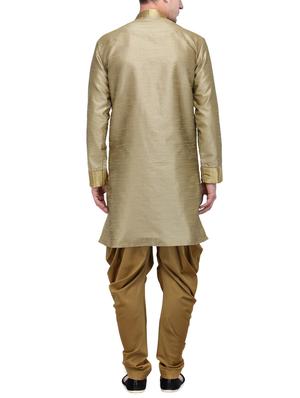 khaki silk blend sherwani ethnic wear set - 13468576 - Standard Image - 3