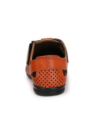 tan leather slip on sandal - 13473946 - Standard Image - 3