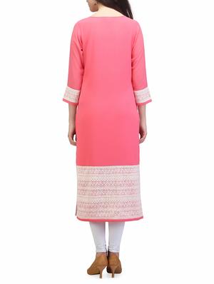 pink georgette straight kurta - 13480115 - Standard Image - 3