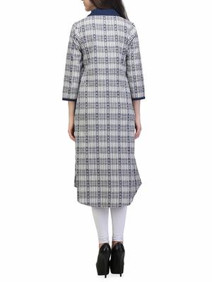 blue cotton aline kurta - 13480143 - Standard Image - 3