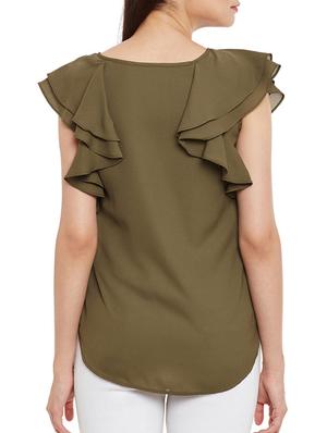 pin tucks detail ruffle sleeved top - 13480453 - Standard Image - 3