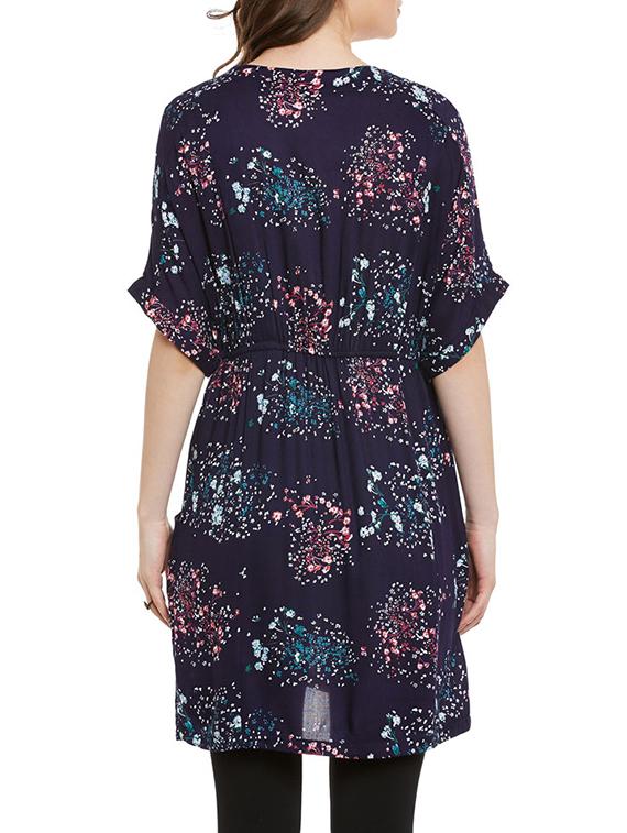 navy blue printed rayon tunic - 13480482 - Zoom Image - 3