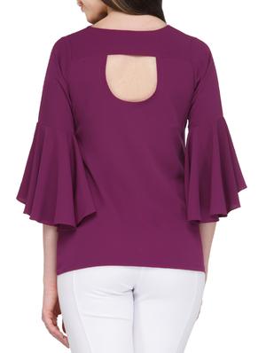 bell sleeved solid top - 13480852 - Standard Image - 3