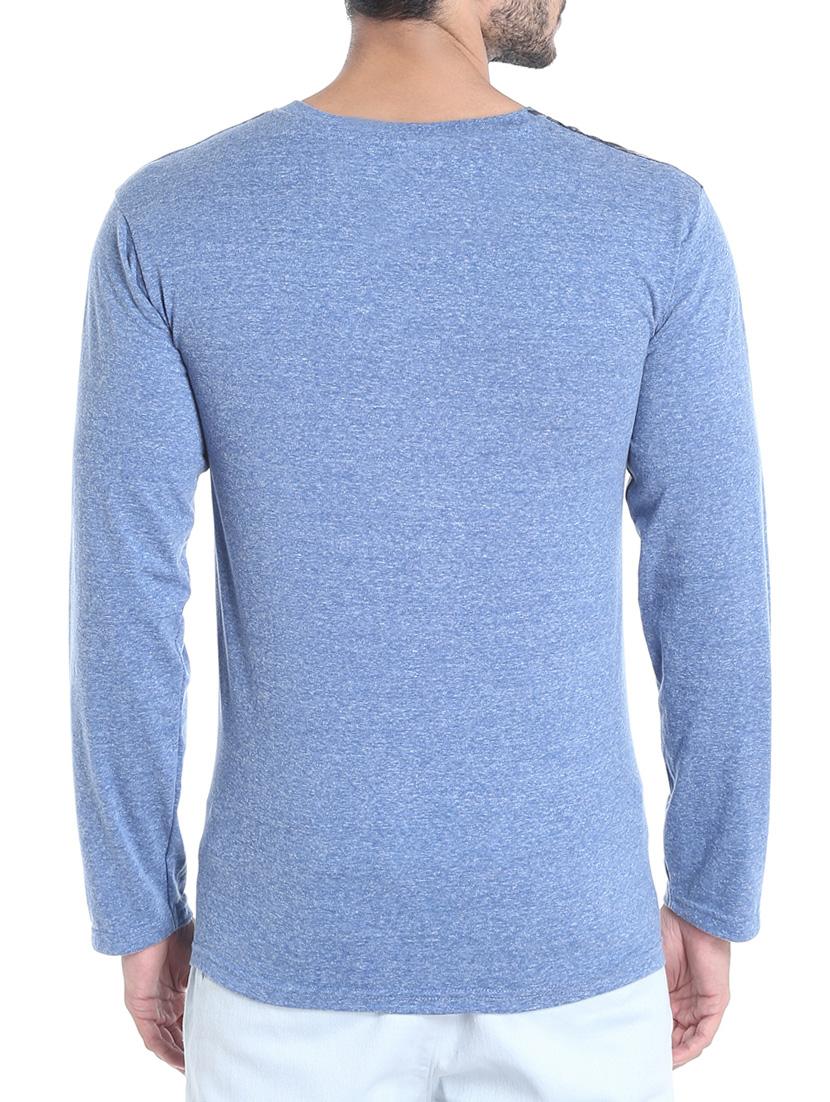 blue cotton front print t-shirt - 13482143 - Zoom Image - 3