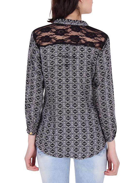 black viscose regular shirt - 13538257 - Zoom Image - 3