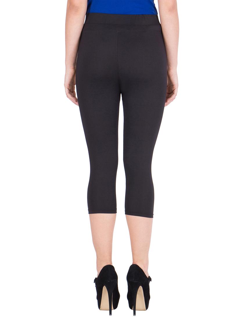black cotton sports capris - 13545914 - Zoom Image - 3