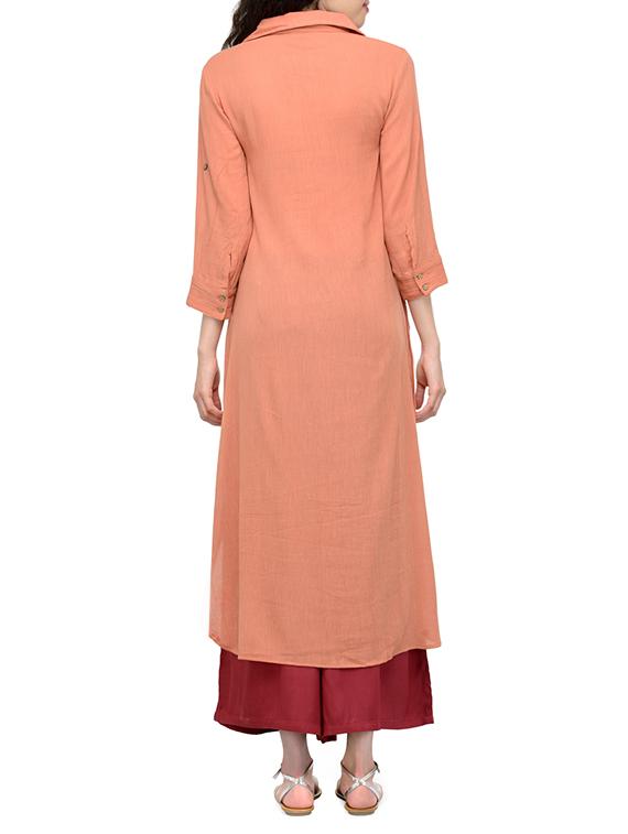 high slit embroidered kurta - 13549948 - Zoom Image - 3