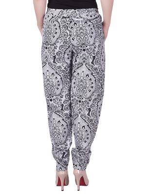 grey printed peg trousers - 13552584 - Standard Image - 3