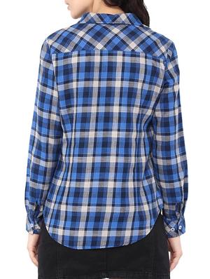 blue checkered cotton regular shirt - 13555720 - Standard Image - 3