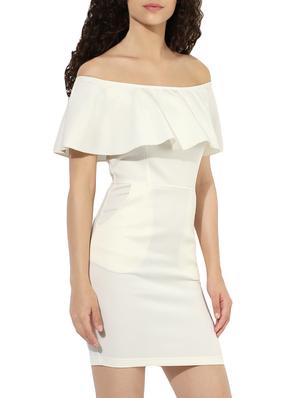 cream off shoulder dress - 13601819 - Standard Image - 3