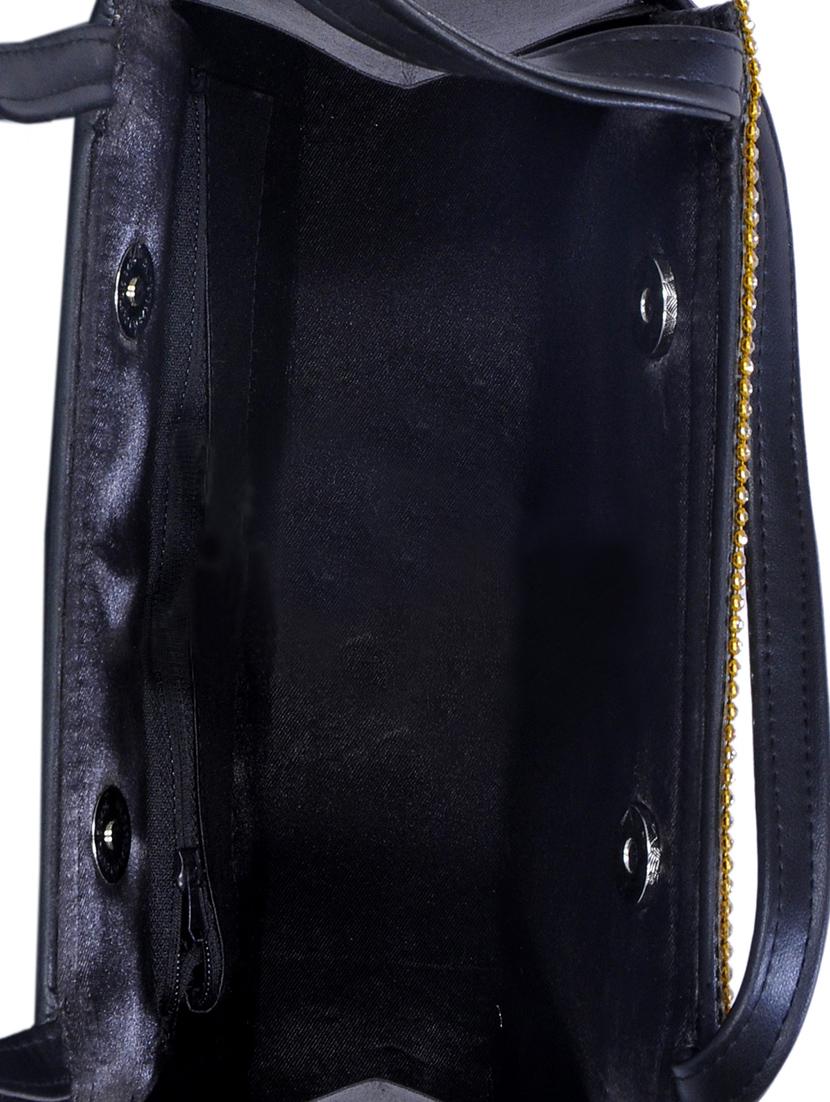 black leatherette structured sling bag - 13650018 - Zoom Image - 3