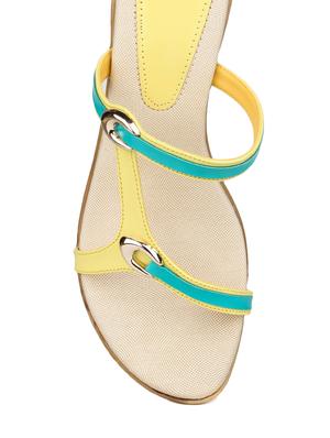 yellow leatherette slip on sandals - 13660807 - Standard Image - 3