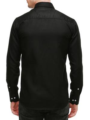 solid black cotton casual shirt - 13667900 - Standard Image - 3