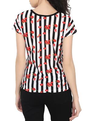 floral striped round neck top - 13672092 - Standard Image - 3