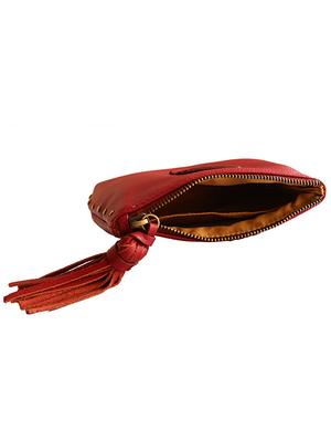 solid red leather handcrafted clutch - 13678532 - Standard Image - 3