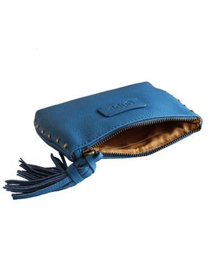 solid blue leather handcrafted clutch - 13678533 - Standard Image - 3