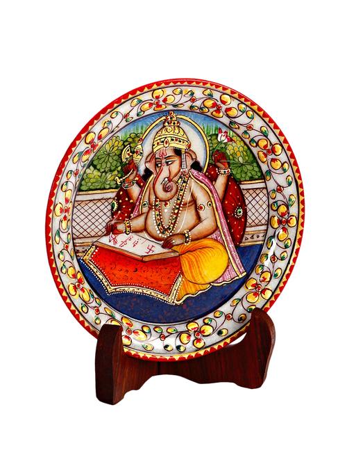 pure marble handpainted ganesh decorative plate - 13685681 - Standard Image - 1