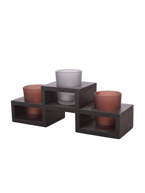 2 Brown Tealight Holders with Charming Tray - 13685734 - Standard Image - 3