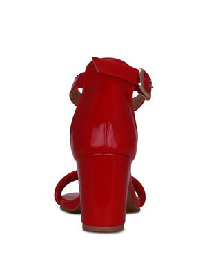 red faux leather ankle strap sandals - 13686746 - Standard Image - 3