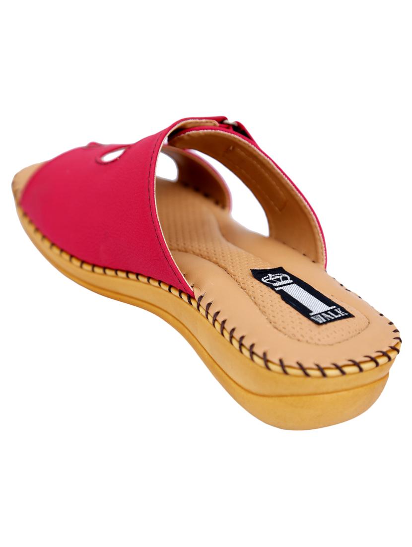 maroon faux leather slippers - 13690595 - Zoom Image - 3