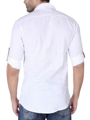 white solid casual shirt - 13693493 - Standard Image - 3