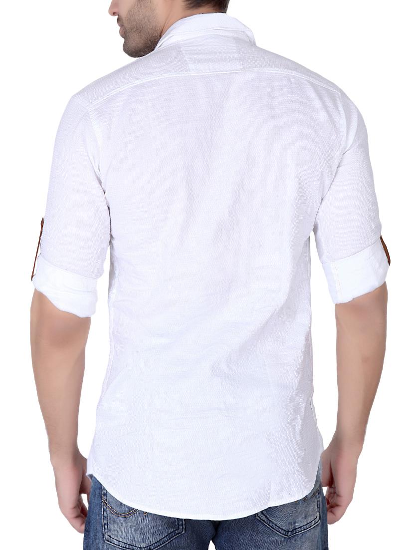 white solid casual shirt - 13693493 - Zoom Image - 3