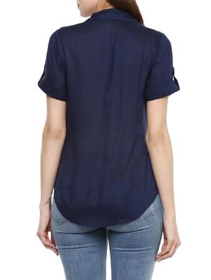 blue viscose regular shirt - 13710312 - Standard Image - 3