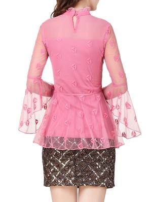 bell sleeved embroidered peplum top - 13714630 - Standard Image - 3