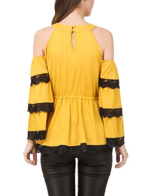 yellow cotton jersey blouson top - 13714639 - Standard Image - 3