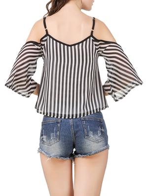 cold shoulder striped top - 13714649 - Standard Image - 3