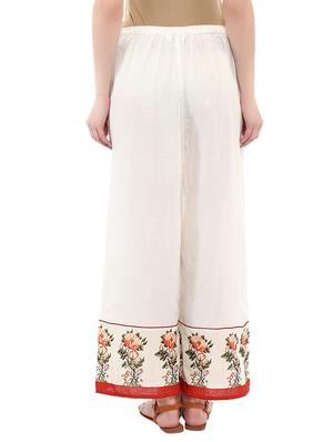 white printed rayon palazzo - 13722523 - Standard Image - 3