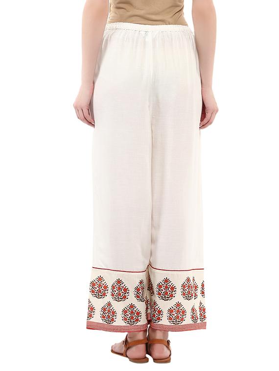 white printed rayon palazzo - 13722526 - Zoom Image - 3