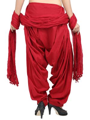 red cotton patiyala salwars - 13726295 - Standard Image - 3