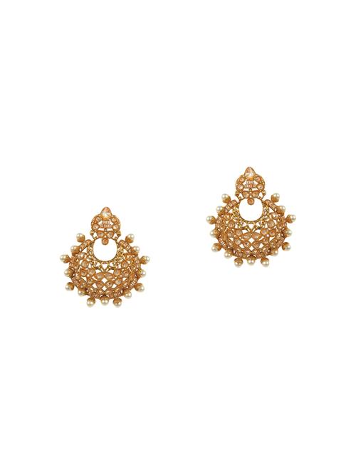 gold metal chandbali earrings - 13730023 - Standard Image - 1