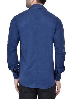 navy blue cotton casual shirt - 13733524 - Standard Image - 3