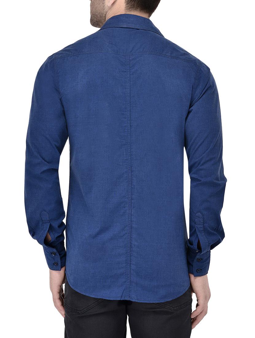 navy blue cotton casual shirt - 13733524 - Zoom Image - 3