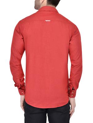 red cotton casual shirt - 13733526 - Standard Image - 3
